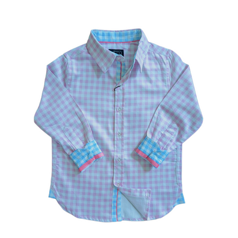 Gingham Pink Shirt in Long Sleeves