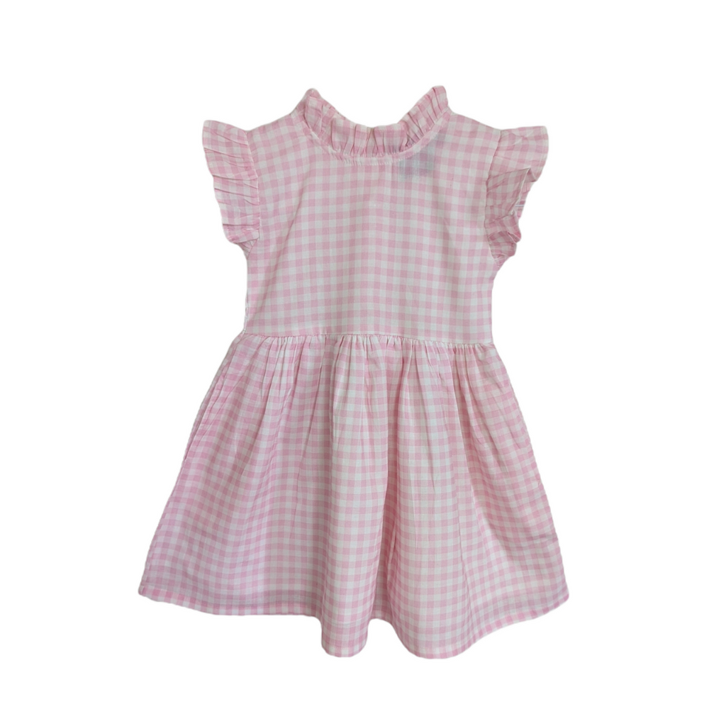 Gingham Pink Ruffle Dress  TukTuk Designs