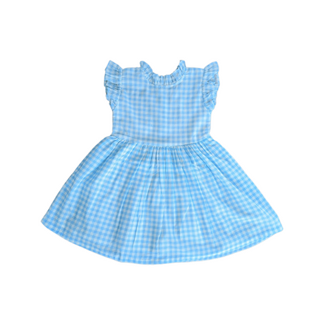 Gingham Blue Ruffle Dress