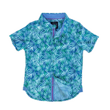 Tropical Palms Blue-Green Shirt in Short Sleeves