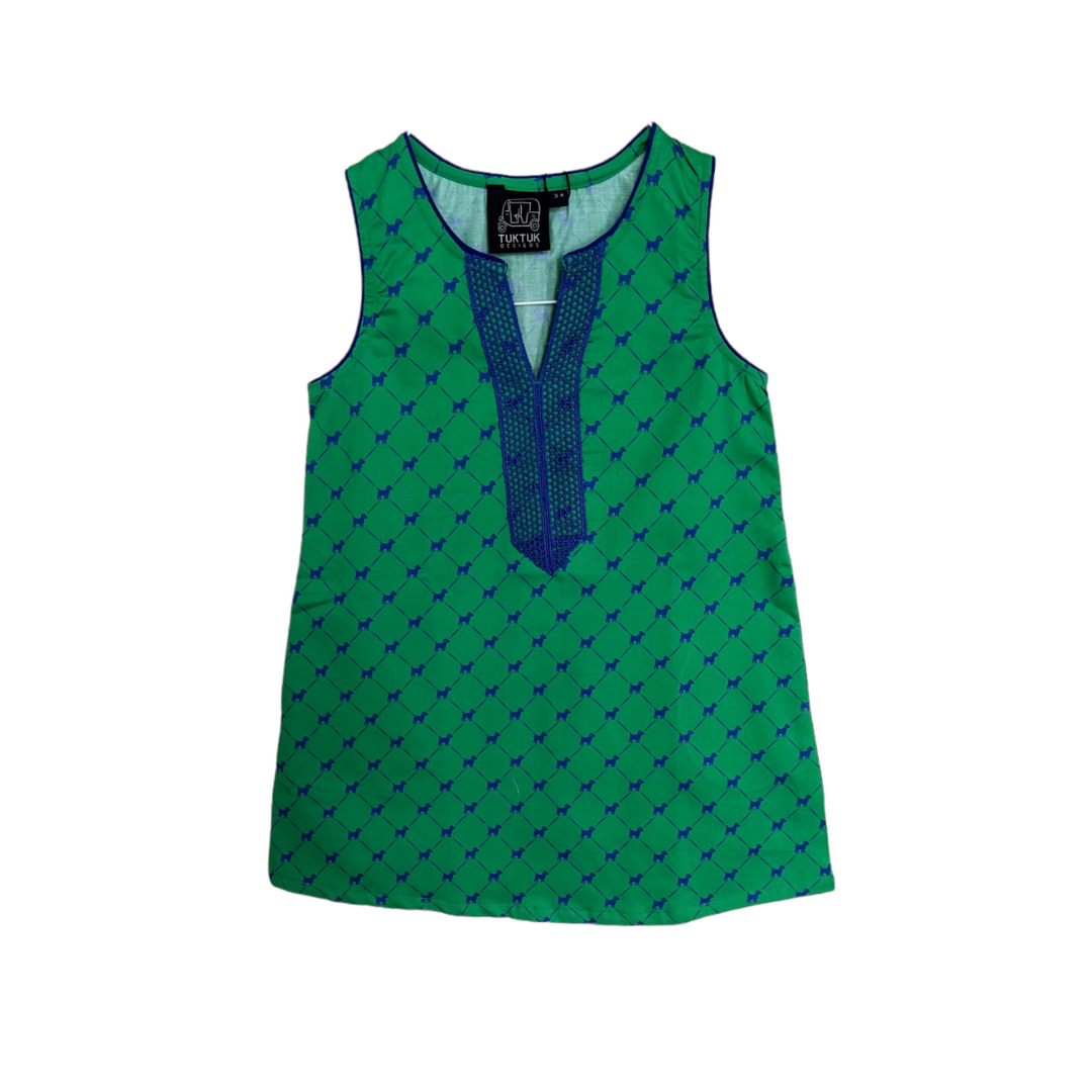 Puppies Green Shift Dress 5-6 | TukTuk Designs