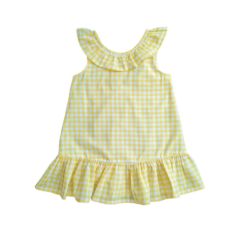 Gingham Yellow Back Bow Dress