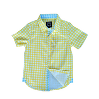 Gingham Yellow Shirt in Short Sleeves