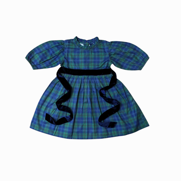 Holiday Plaid Puff Sleeve Dress