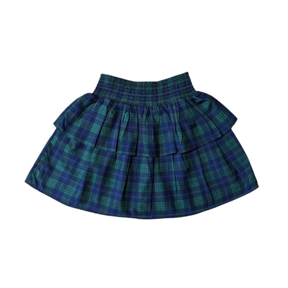 Holiday Plaid Smocked Waist Tiered Skirt