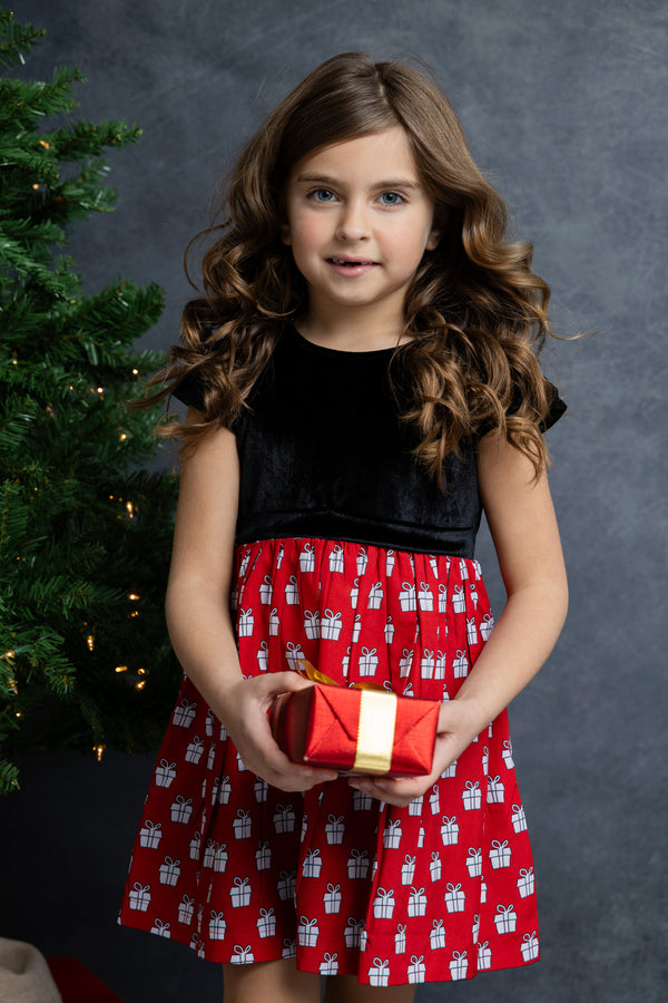 Holiday Presents Mixed Media Dress