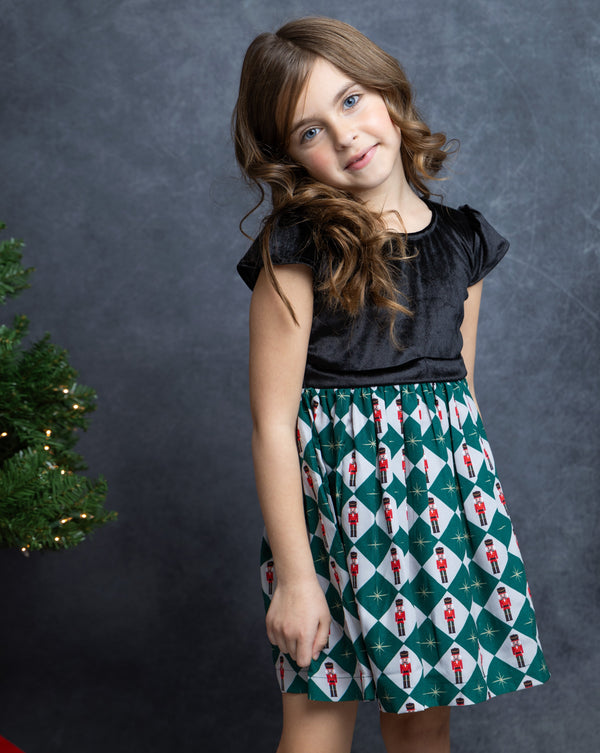 Nutcracker Checks Mixed Media Dress