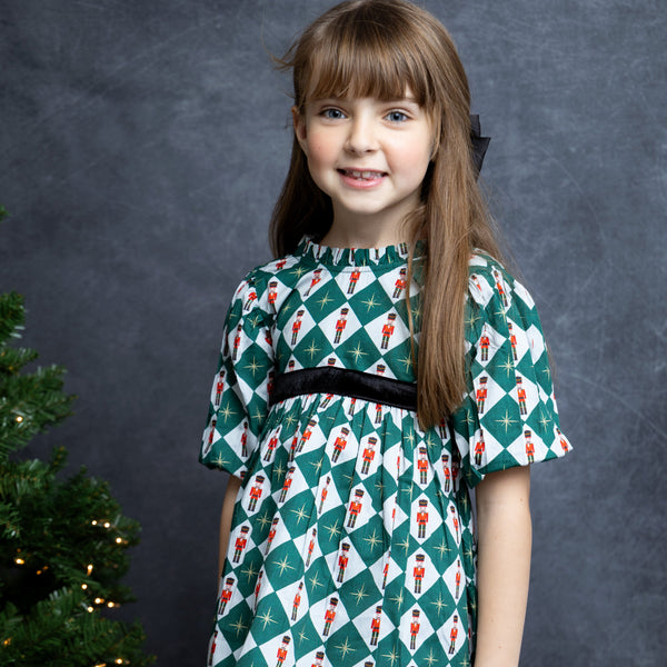 Nutcracker Checks Puff Sleeve Dress