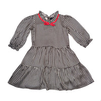 Houndstooth Black & White Tiered Dress