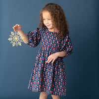 Nutcrackers in Midnight Puff Sleeve Dress