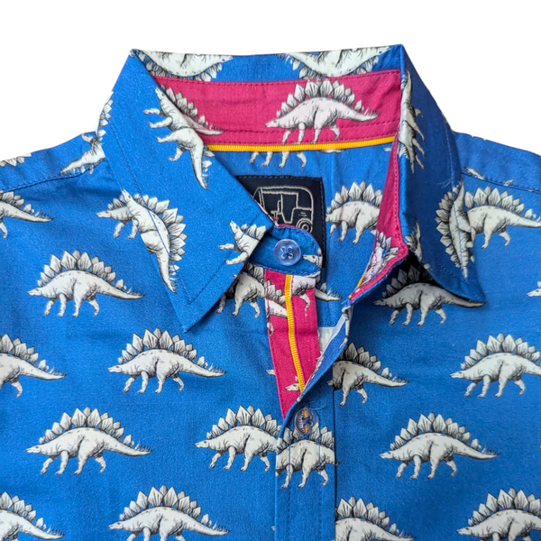 Blue Dino Shirt in Short Sleeves