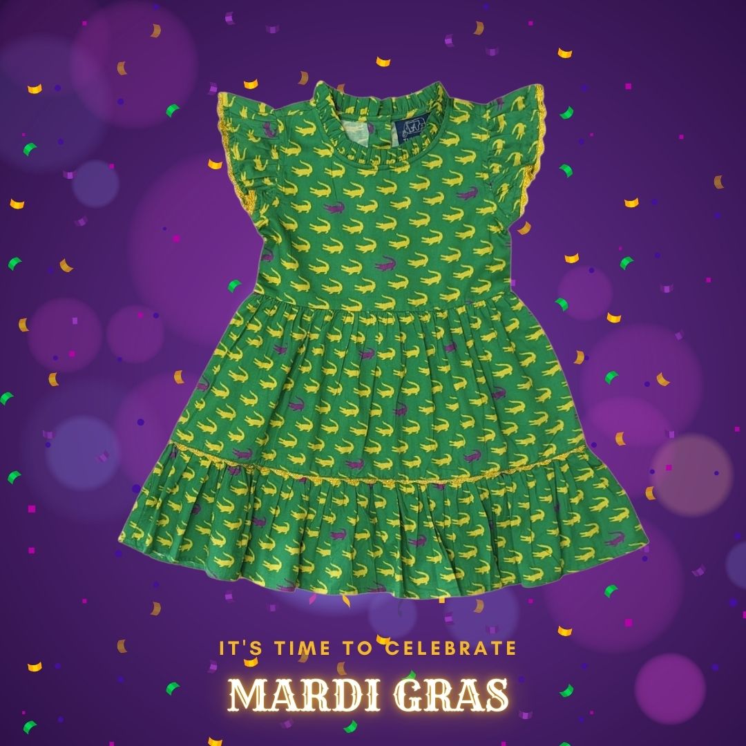 Mardi Gras Alligator Ruffle Dress 3-4 | TukTuk Designs Mardi Gras Alligator Ruffle Dress 3-4 | TukTuk Designs