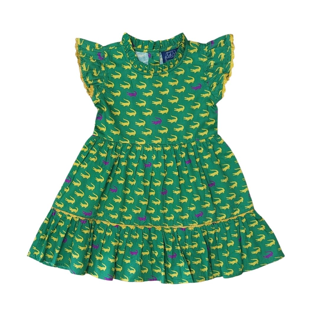 Mardi Gras Alligator Ruffle Dress 3-4 | TukTuk Designs Mardi Gras Alligator Ruffle Dress 3-4 | TukTuk Designs