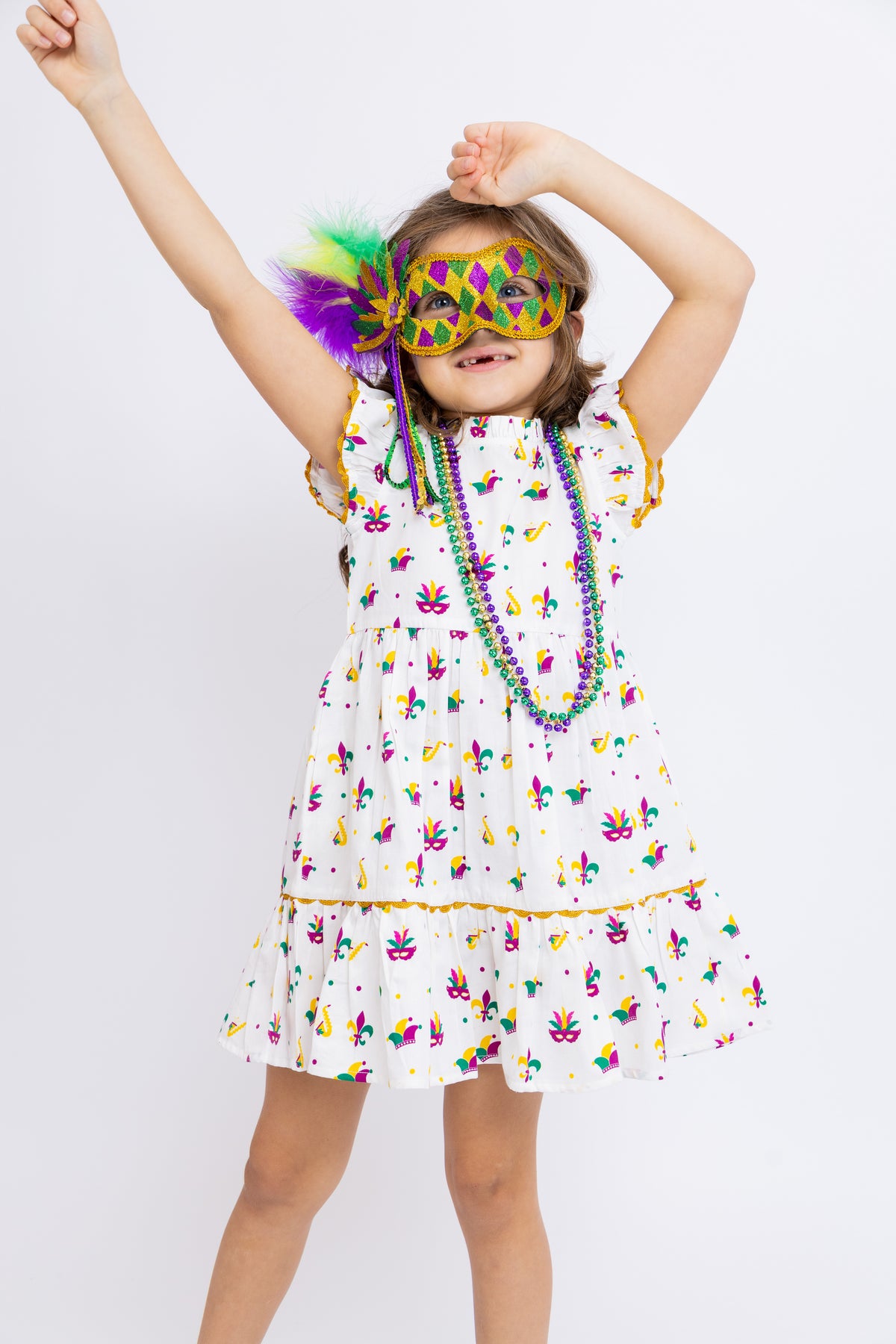 Mardi Gras Medley Ruffle Dress