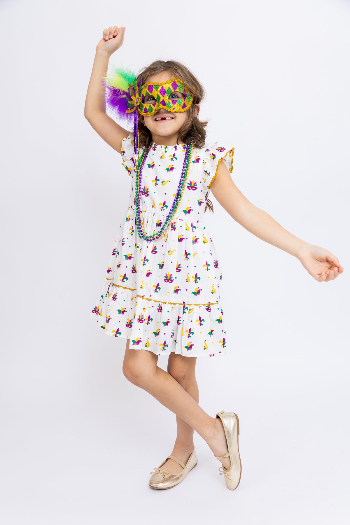 Mardi Gras Medley Ruffle Dress