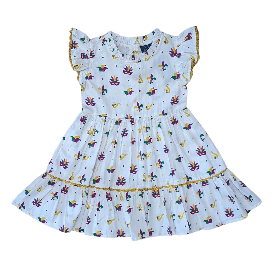 Mardi Gras Medley Ruffle Dress 9-10 | TukTuk Designs