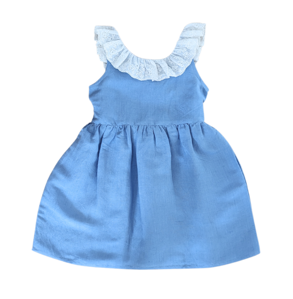 light blue dress with white collar Sky Blue Silk Slip Mini Dress main image 1