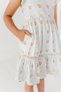 Floral dress with a white background