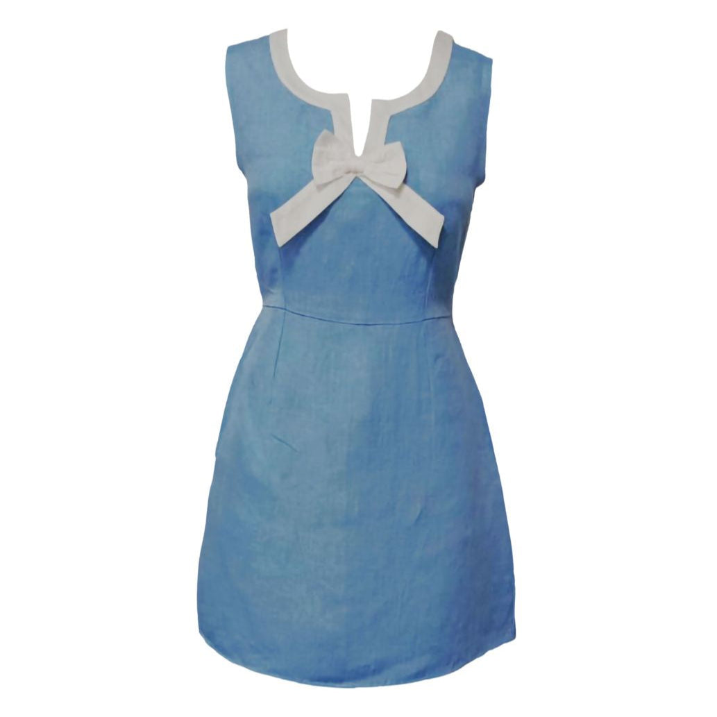 Women's Shift Dress in Blue Linen S