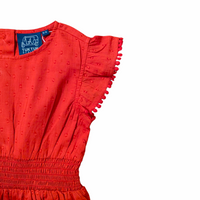 Smocked Waist Dobby Dress Red