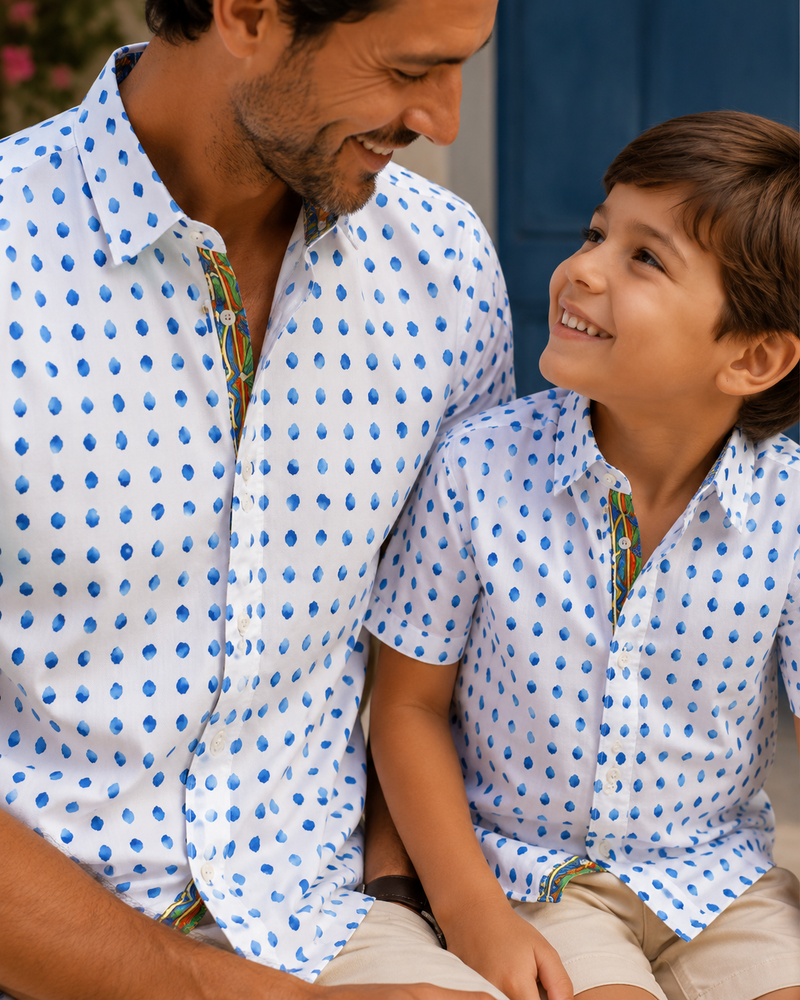 Men's Watercolor Dots Shirt in Short Sleeves