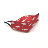 TukTuk Designs unique shaped 3D face masks in 100% cotton are created for maximum coverage and comfort. Stay safe and stylish in the Red Mako Shark print available in children and mommy and me sizes.