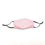TukTuk Designs unique shaped 3D face masks in 100% cotton are created for maximum coverage and comfort. Stay safe and stylish in the Pink Moroccan Damask print available in children and mommy and me sizes.