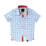 TukTuk Designs Anchors Aweigh shirt featuring sailboats and anchors in red, white and blue