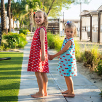 TukTuk Designs nautical girls dresses in playful crab and shark print. Available in matching boys shirts.