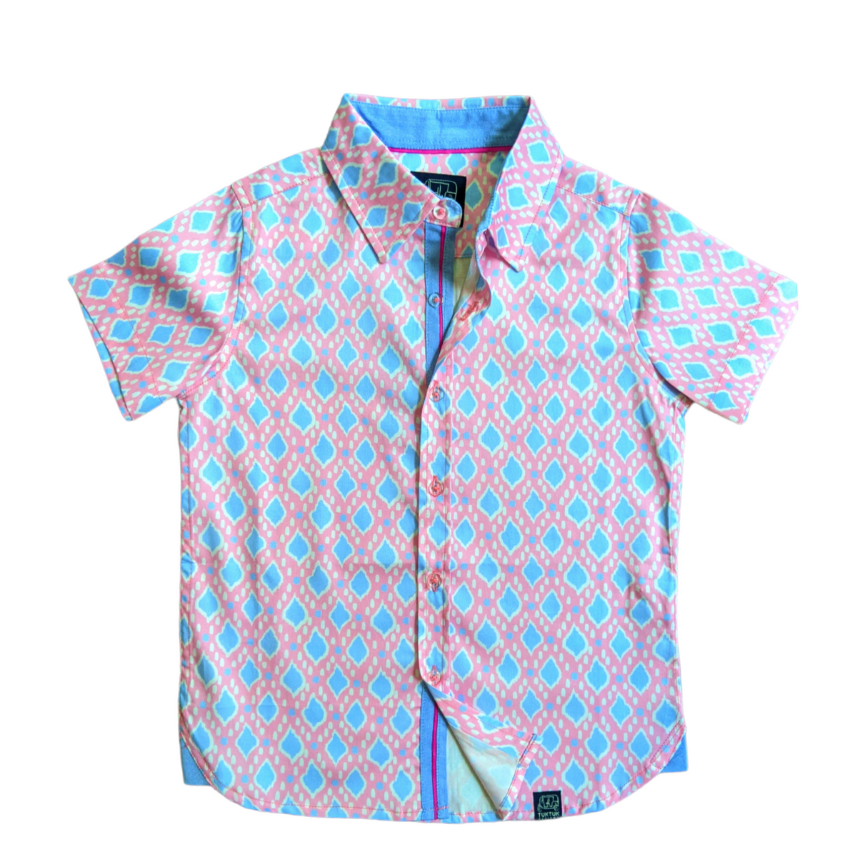 Men's Ikat Pink Shirt in Short Sleeves