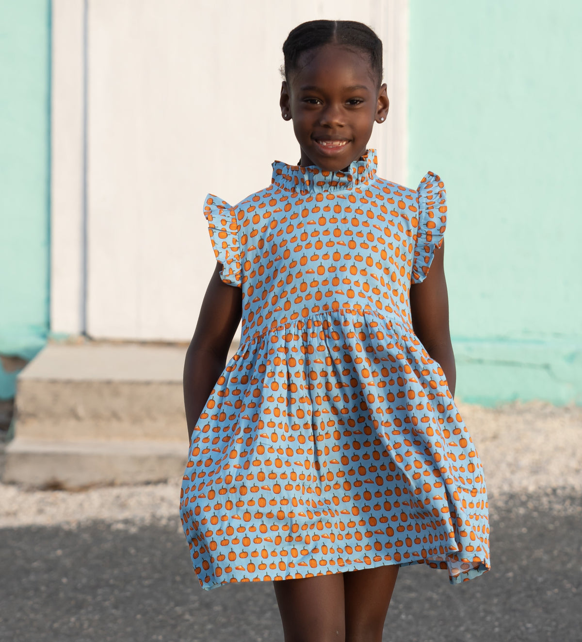 TukTuk Designs matching sibling dress and shirt in pumpkin pies print