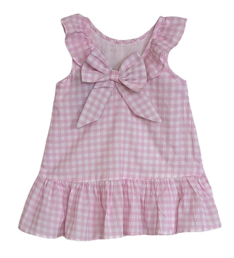 Gingham Pink Back Bow Dress – TukTuk Designs