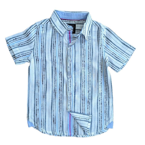 Summer Stripes Blue Shirt in Short Sleeves