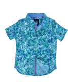 Tropical Palms Blue-Green Shirt in Short Sleeves