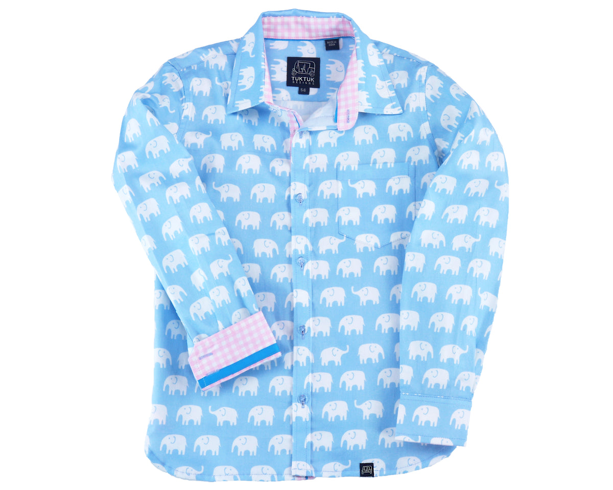 elephant dress shirt Black Elephant Print Men's Cotton Shirt: Boho Hippie Style