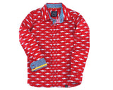 TukTuk Designs Boys shirts in a fun red mako shark print, designed to spark the imagination of little minds. Thoughtfully tailored in small batches and with fine detailing for stylish little gentlemen. Perfect for beach vacations, holidays, parties and memorable moments for the shark-obsessed! Available in matching girls dress.