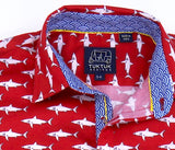 TukTuk Designs Boys shirts in a fun mako shark print, designed to spark the imagination of little minds. Thoughtfully tailored in small batches and with fine detailing for stylish little gentlemen. Perfect for beach vacations, parties and memorable moments for the shark-obsessed!